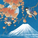 Birds & Mount Fuji Plakat Plakat / 40x40cm