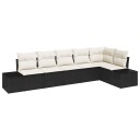 vidaXL Hagesofa Set 6 stk. Svart og krem polyrotting