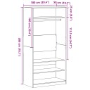  Svart Eik Garderobe 100 x 50 x 200 cm   Laget av solid tre