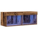  TV Veggskap med LED belysning i gammelt tre 80x30x30 cm