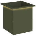 vidaXL Hageplantekasse med LED Olivengrønn 40 x 40 x 40 cm Stål