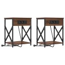  Nattbordskap 2 pcs brun eik 41 x 31 x 51 cm Konstruert tre