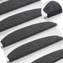  Selvlimende trappematter 15 pcs Mørkegrå 80 x 24,5 x 3,5 cm