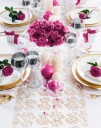 PartyDeco Bordløper Organza-stoff Hvit/Gull/Sølv