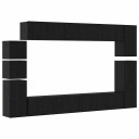  TV benksett Veggmontert 9 pcs Svart eik Konstruert tre