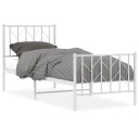 vidaXL Sengeramme i metall med hode- og fotgavl hvit 75x190 cm 8721012250277