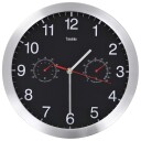 vidaXL Veggur med kvartsurverk hygrometer og termometer 30 cm svart