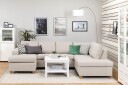 Crazy 4 seters Høyrevendt U formet Large Sofa med Divan og Sjeselong i Stoff   Beige