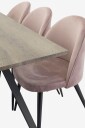 Venture Home   Maggie Spisebord og 6 Velvet stol   Rosa