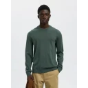 Selected Slhtray Ls Knit Merino Crew Neck Noos - Khaki green - M