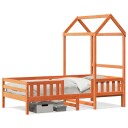  Sengeramme med tak voksbrun 100x200 cm heltre furu 8721102670565