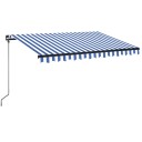vidaXL Manuell uttrekkbar markise med LED 350x250 cm blå og hvit