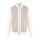 Milton Zip Cardigan Cream XXL Two-tone wool knit