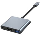 Tech-Protect V1 3-i-1 USB-C Hub USB-A 3.0 / USB-C PD 100W / HDMI 4K 30Hz Grå