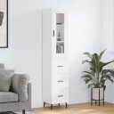 vidaXL Highboard hvit 34,5x34x180 cm konstruert tre 8720845486716