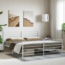 vidaXL Sengeramme i metall med hode- og fotgavl hvit 180x200 cm