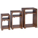  Accent Bord med hylle med lagring 3 pcs Brun Massiv Mahogni Tre