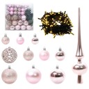 vidaXL Julekule Sett med 300 LED 120 pcs Rosa Plast