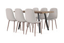 Factory Fellow Marcelen Spisebord Uttrekkbart med ileggsplate + 6 stk Naira stol beige med valnøttben   Brun/Beige