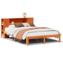  Seng med bokhylle uten madrass voksbrun 140x190 cm heltre furu 8721158613141