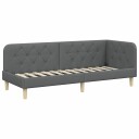  Hjørnesengramme med hodegjerde Mørkegrå 80 x 200 cm stoff
