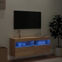  Vegghengt TV benk med LED sonoma eik 100x30x40 cm