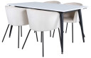 Venture Design Jimmy & Berit spisegruppe Beige/hvit 4 stoler & bord 150 x 90 cm