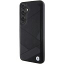 BMW Mobildeksel for Samsung Galaxy S24 i Skinn med Crossing Lines-mønster Svart
