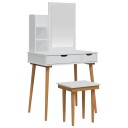 vidaXL Sminkebordsett FAUSKE 4 stk. Hvit 76 x 50 x 143 cm