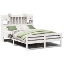  Seng med bokhylle uten madrass hvit 150x200 cm heltre furu 8721158610539