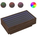  Salongbord med LED brun eik 90x50x30 cm konstruert tre 847524