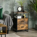 Kommode oppbevaringsskap med sammenleggbare stoffskuffer hylle i industriell stil sideskap for stuen rustikk brun Aosom