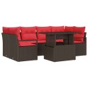 vidaXL Hagesofa Set 7 stk. 6-Antall seter Brun og rød polyrotting