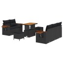  8 deler hagesofa sett med puter svart poly rotting akacia