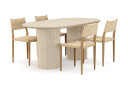 Scandinavian Choice Uppveda Spisebord med travertin look med 4 stk Jamna Spisestoler Beige