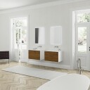 Copenhagen Chic 80   Baderomsmøbler MKII isbrehvit Corian® med amerikansk valnøtt