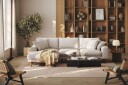 Copenhagen Premium 4 personers Venstrevendt L formet Dyb Divansofa i Stoff   Beige
