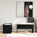  Gangmøbelsett med speil 5 pcs Svart eik Sølv 80 x 30.5 x 40 cm