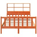 Seng med bokhylle uten madrass voksbrun 160x200 cm heltre 8721158609403