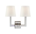 Square Tube vägglampa dubbel nickel/linne