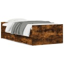 vidaXL Sengeramme med skuffer røkt eik 75x190 cm 8721012246065