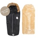 Vognpose Easygrow Nature Black Solid + Lammeskinn til vogn Natur