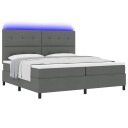  Box Spring Seng med Madrass & LED Mørkegrå 200x200 cm Stoff