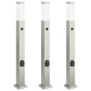 vidaXL Pullertlys med sensor og stikkontakt 3 stk 80 cm rustfritt stål IP44