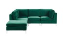 Evja 4 seters Hjørnesofa Høyre med Fotskammel   Fløyel/Grønn
