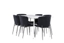 Venture Home Silar Spisegruppe 180 cm Rektangulær med 6 Modesto stoler Hvid/Sort