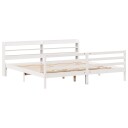  Sengeramme med hodegavl hvit 200x200 cm heltre furu 3306654