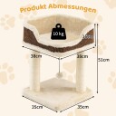 Northix Kattetre Med Plysjsete Og Sisalstolper Beige