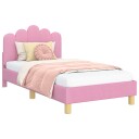 vidaXL Barneseng med hodegavl med hodegjerde Rosa 80 x 160 cm Stoff