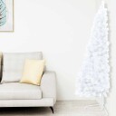 vidaXL Kunstig juletre halvt med LED og kuler 240 cm hvit